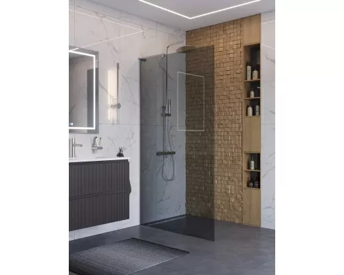 Душевая перегородка BelBagno UNO-L-1-TB-100-GR-Cr, 100 см, профиль хром, стекло серое