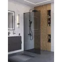 Душевая перегородка BelBagno UNO-L-1-TB-110-GR-GM, 110 см, профиль оружейная сталь, стекло серое