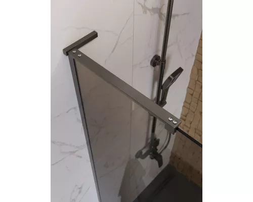 Душевая перегородка BelBagno UNO-L-1-TB-90-BR-GM, 90 см, профиль оружейная сталь, стекло бронза