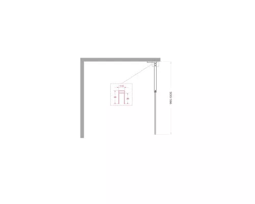 Душевая перегородка BelBagno UNO-L-1-TB-100-C-GM, 100 см, профиль оружейная сталь, стекло прозрачное