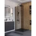 Душевая перегородка BelBagno UNO-L-1-TB-90-BR-GM, 90 см, профиль оружейная сталь, стекло бронза