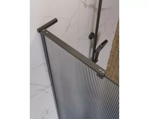 Душевая перегородка BelBagno UNO-L-1-TB-100-FL-GM, 100 см, профиль оружейная сталь, стекло рифленое FLUTTO