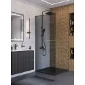 Душевая перегородка BelBagno UNO-L-1-TB-80-GR-GM, 80 см, профиль оружейная сталь, стекло серое