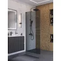 Душевая перегородка BelBagno UNO-L-1-TB-90-GR-GM, 90 см, профиль оружейная сталь, стекло серое