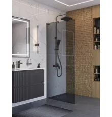 Душевая перегородка BelBagno UNO-L-1-TB-90-GR-GM, 90 см, профиль оружейная сталь, стекло серое