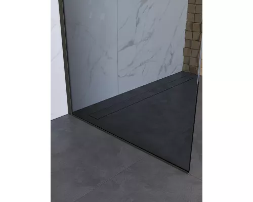 Душевая перегородка BelBagno UNO-L-1-TB-90-GR-GM, 90 см, профиль оружейная сталь, стекло серое