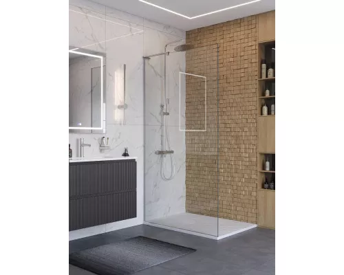 Душевая перегородка BelBagno UNO-L-1-TB-100-C-Cr, 100 см, профиль хром, стекло прозрачное