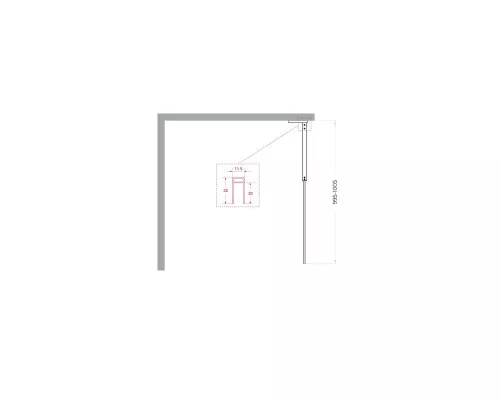 Душевая перегородка BelBagno UNO-L-1-TB-100-FL-Cr, 100 см, профиль хром, стекло рифленое FLUTTO