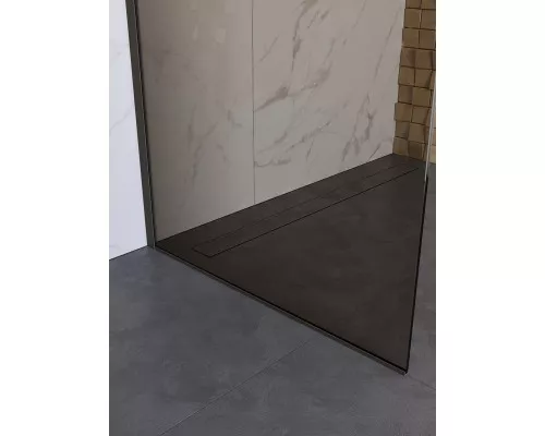 Душевая перегородка BelBagno UNO-L-1-TB-90-BR-GM, 90 см, профиль оружейная сталь, стекло бронза