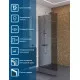 Душевая перегородка BelBagno UNO-L-1-TB-90-GR-Cr, 90 см, профиль хром, стекло серое