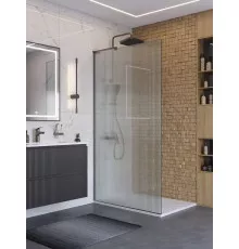 Душевая перегородка BelBagno UNO-L-1-TB-100-FL-GM, 100 см, профиль оружейная сталь, стекло рифленое FLUTTO
