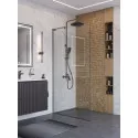 Душевая перегородка BelBagno UNO-L-1-TB-100-C-GM, 100 см, профиль оружейная сталь, стекло прозрачное