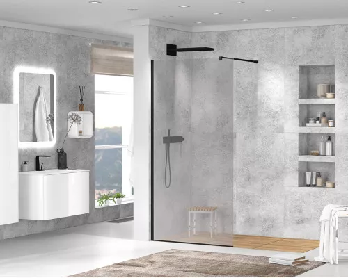 Душевая перегородка CEZARES LIBERTA-L-1-100-120-GR-NERO кронштейн 120см