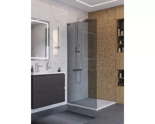 Душевая перегородка BelBagno UNO-L-1-TB-90-GR-Cr, 90 см, профиль хром, стекло серое