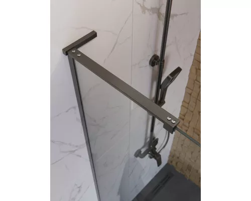 Душевая перегородка BelBagno UNO-L-1-TB-90-C-GM, 90 см, профиль оружейная сталь, стекло прозрачное