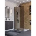 Душевая перегородка BelBagno UNO-L-1-TB-100-BR-GM, 100 см, профиль оружейная сталь, стекло бронза