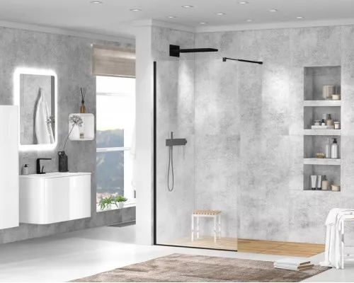 Душевая перегородка CEZARES LIBERTA-L-1-100-120-C-NERO кронштейн 120см