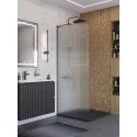 Душевая перегородка BelBagno UNO-L-1-TB-90-FL-GM, 90 см, профиль оружейная сталь, стекло рифленое FLUTTO