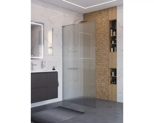 Душевая перегородка BelBagno UNO-L-1-TB-100-FL-Cr, 100 см, профиль хром, стекло рифленое FLUTTO