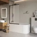 Душевая шторка на ванну BelBagno LUCE-VF-11-90/145-P-NERO Душевая шторка на ванну BelBagno LUCE-VF-11-90/145-P-NERO