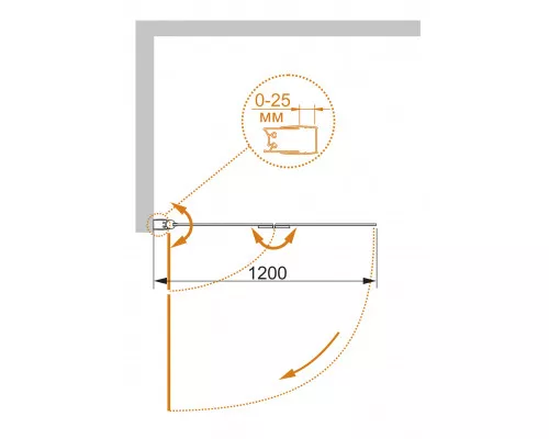 Шторка на ванну CEZARES ECO-O-V-21-120/140-C-Cr