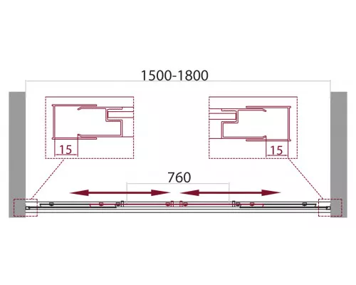Шторка на ванну BelBagno UNIQUE-VF-2-150/180-140-C-Cr