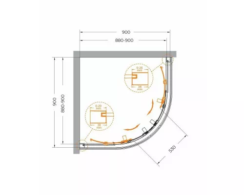 Душевой уголок CEZARES RELAX-304-R-2-90-C-BORO