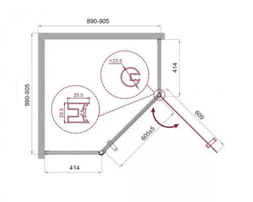 Душевой уголок BelBagno UNO-195-P-1-90-C-NERO