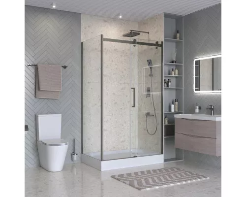 Душевой уголок BelBagno MARINO-2-AH-1-140/100-C-GM 140х100 см профиль оружейная сталь, стекло прозрачное