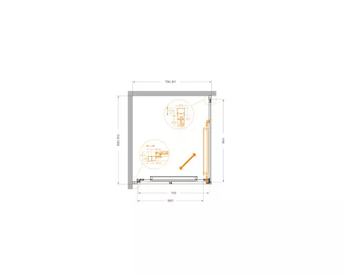 Душевой уголок CEZARES LUX-AH-FS-1-80/90-C-GM, 80х90 см, профиль оружейная сталь, стекло прозрачное