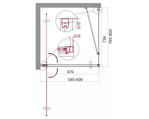 Душевой уголок BelBagno MARMI-AH-1-60/80-C-Cr