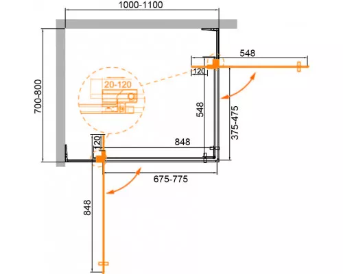 Душевой уголок CEZARES SLIDER-AH-2-70/80-100/110-BR-GM