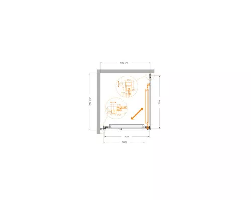 Душевой уголок CEZARES LUX-AH-FS-1-70/80-C-GM, 70х80 см, профиль оружейная сталь, стекло прозрачное