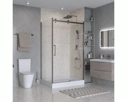 Душевой уголок BelBagno MARINO-2-AH-1-140/100-C-GM 140х100 см профиль оружейная сталь, стекло прозрачное