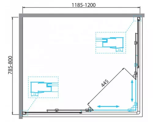 Душевой уголок BelBagno DUE-AH-2-120/80-C-Cr