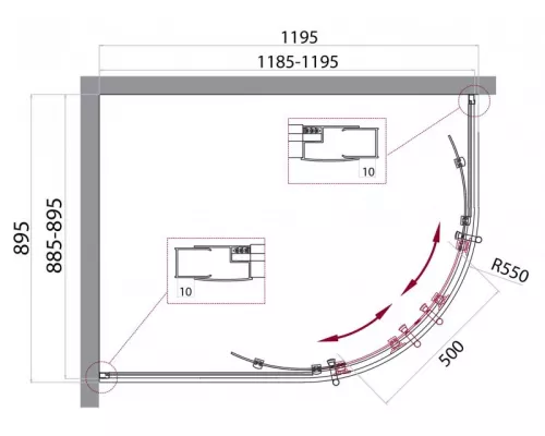 Душевой уголок BelBagno UNO-195-RH-2-120/90-C-Cr