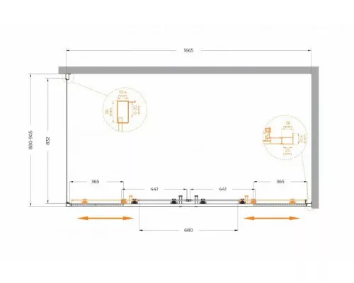 Душевой уголок CEZARES MOLVENO-AH-2/1-170/90-C-BORO-IV