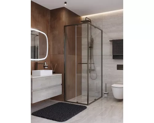 Душевой уголок CEZARES LUX-AH-FS-1-70/80-C-GM, 70х80 см, профиль оружейная сталь, стекло прозрачное
