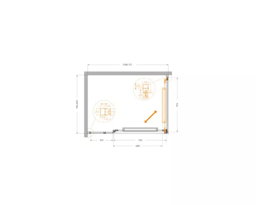 Душевой уголок CEZARES LUX-AH-FS-11-110/80-C-GM, 110х80 см, профиль оружейная сталь, стекло прозрачное
