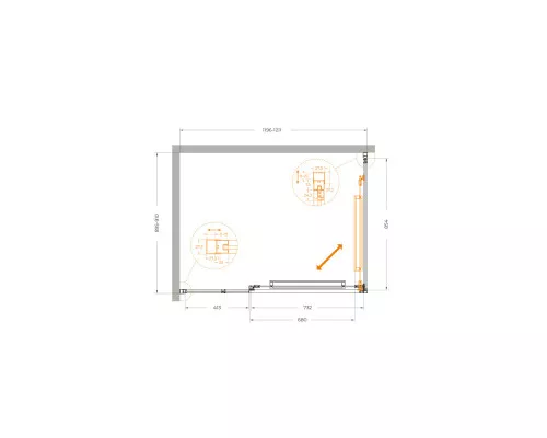 Душевой уголок CEZARES LUX-AH-FS-11-120/90-C-BORO, 120х90 см, профиль брашированное золото, стекло прозрачное