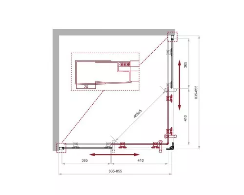 Душевой уголок BelBagno UNO-195-A-2-85-P-Cr