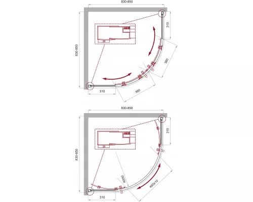 Душевой уголок BelBagno UNO-195-R-2-85-C-Cr
