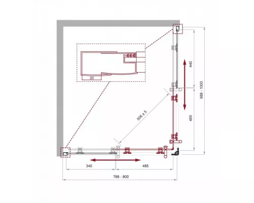 Душевой уголок BelBagno UNO-195-AH-2-100/80-C-NERO