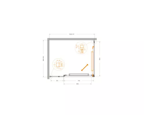 Душевой уголок CEZARES LUX-AH-FS-11-110/90-C-GM, 110х90 см, профиль оружейная сталь, стекло прозрачное