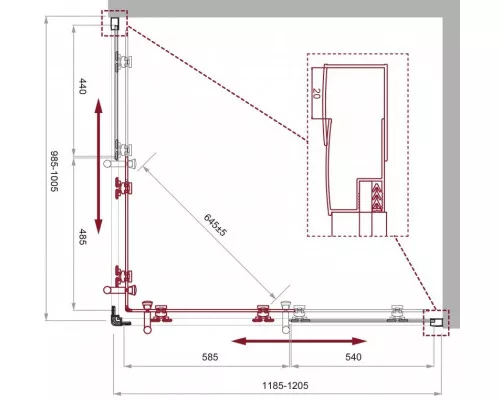 Душевой уголок BelBagno UNO-195-AH-2-120/100-C-NERO