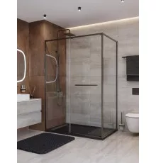 Душевой уголок CEZARES LUX-AH-FS-11-130/90-C-GM, 130х90 см, профиль оружейная сталь, стекло прозрачное
