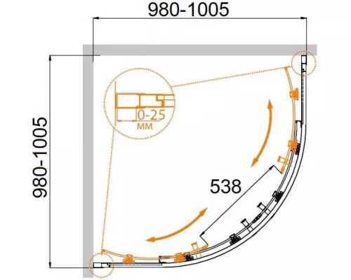 Душевой уголок CEZARES MOLVENO-R-2-100-C-BORO-IV