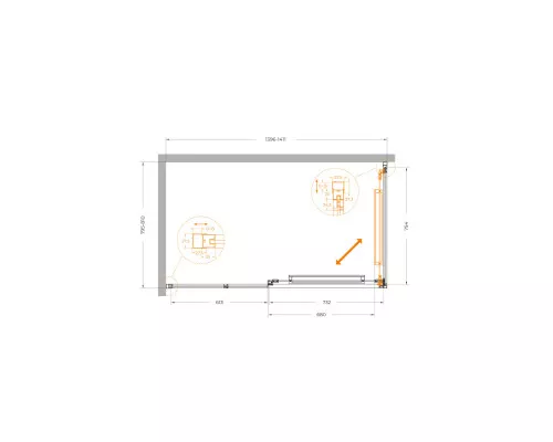 Душевой уголок CEZARES LUX-AH-FS-11-140/80-C-CR, 140х80 см, профиль хром глянцевый, стекло прозрачное