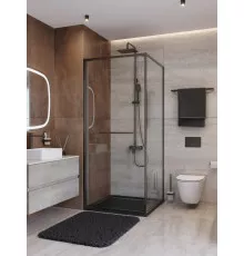 Душевой уголок CEZARES LUX-A-FS-1-90-C-GM, 90х90 см, профиль оружейная сталь, стекло прозрачное