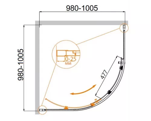 Душевой уголок CEZARES MOLVENO-R-1-100-C-Cr-IV